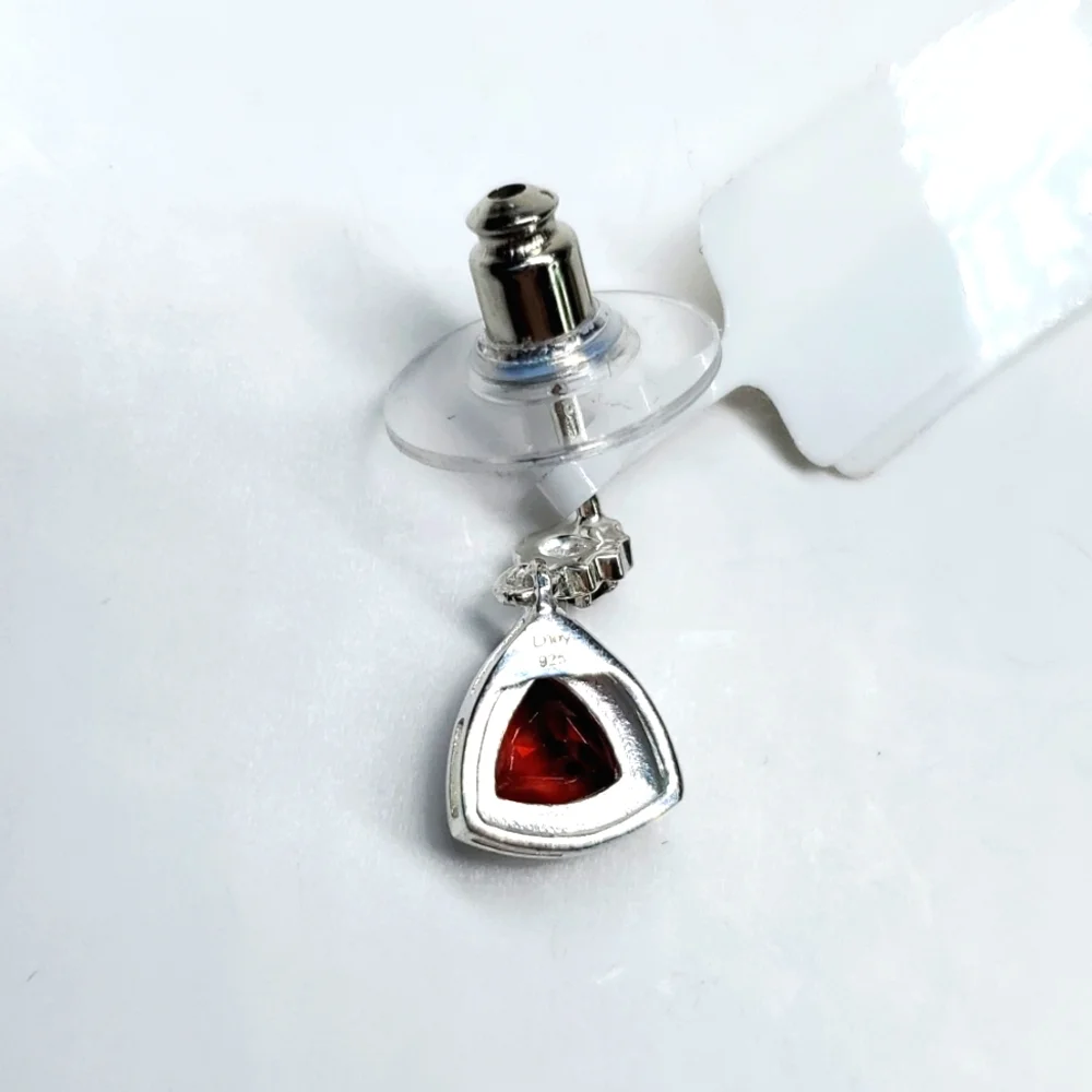 Mozambique Garnet Trillion Cut Sterling Silver Earrings NWT